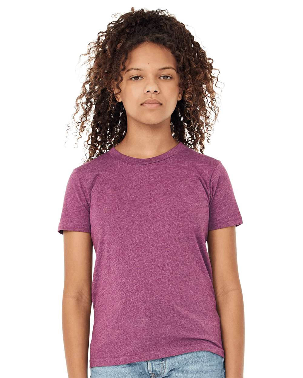 Youth CVC Jersey Tee - OnModelFront - B02806303 - Heather Magenta