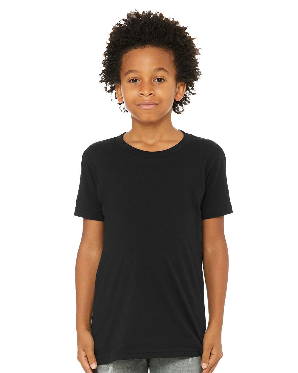 Youth CVC Jersey Tee - OnModelFront - B02806513 - Solid Black Blend