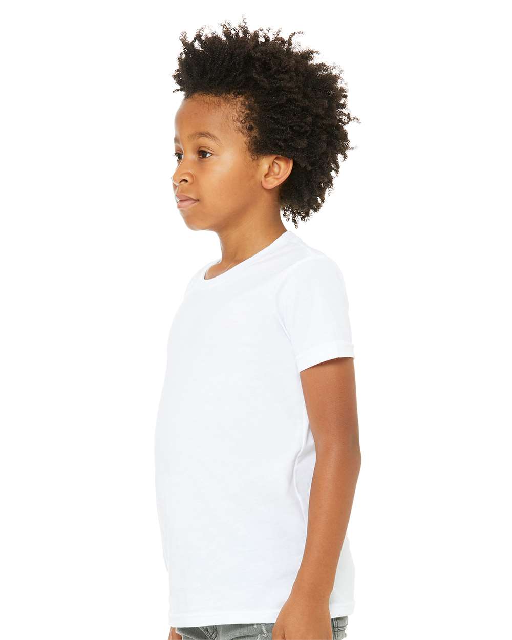 Youth CVC Jersey Tee - OnModelSide - B02806013 - Solid White Blend