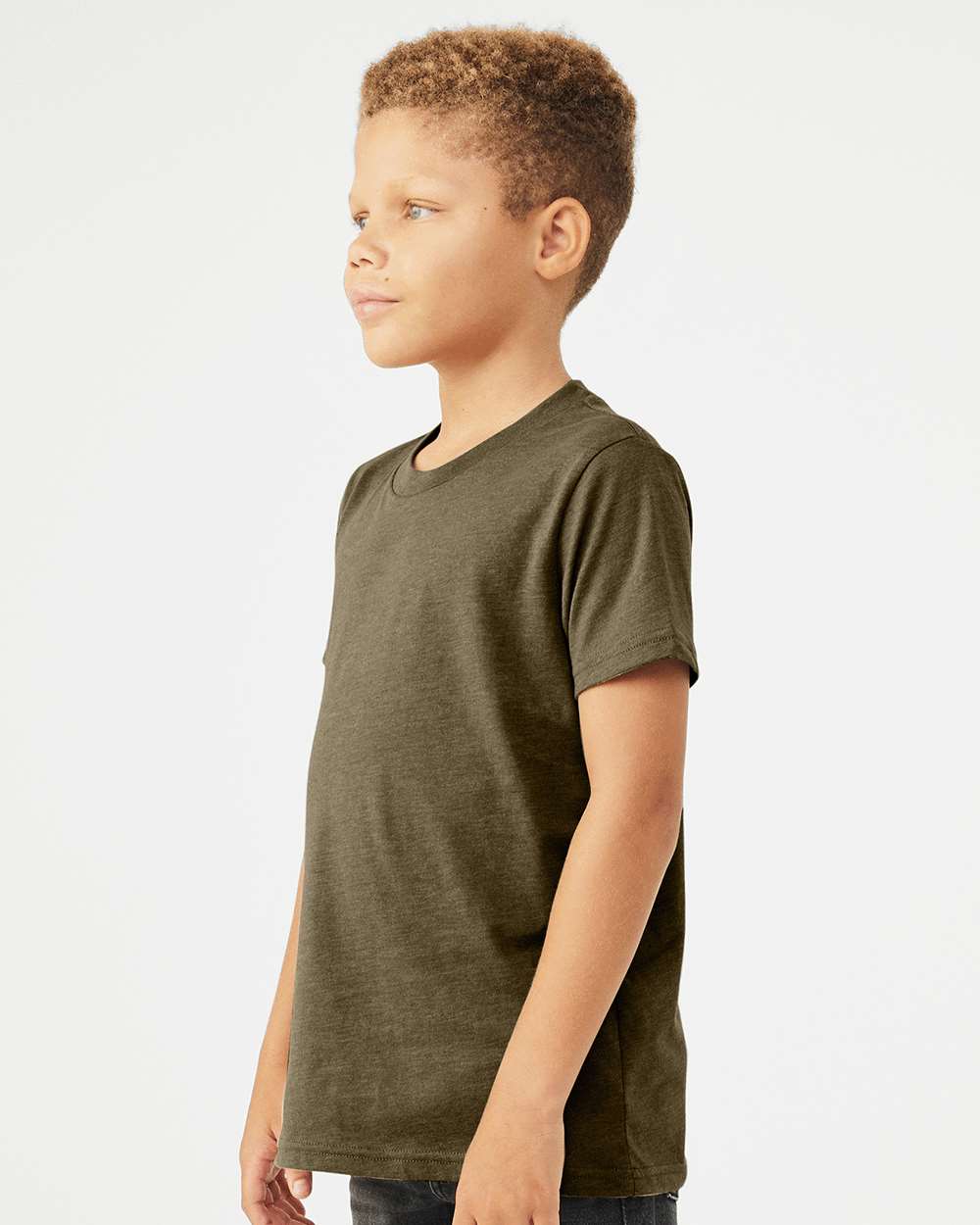 Youth CVC Jersey Tee - OnModelSide - B02806043 - Heather Olive
