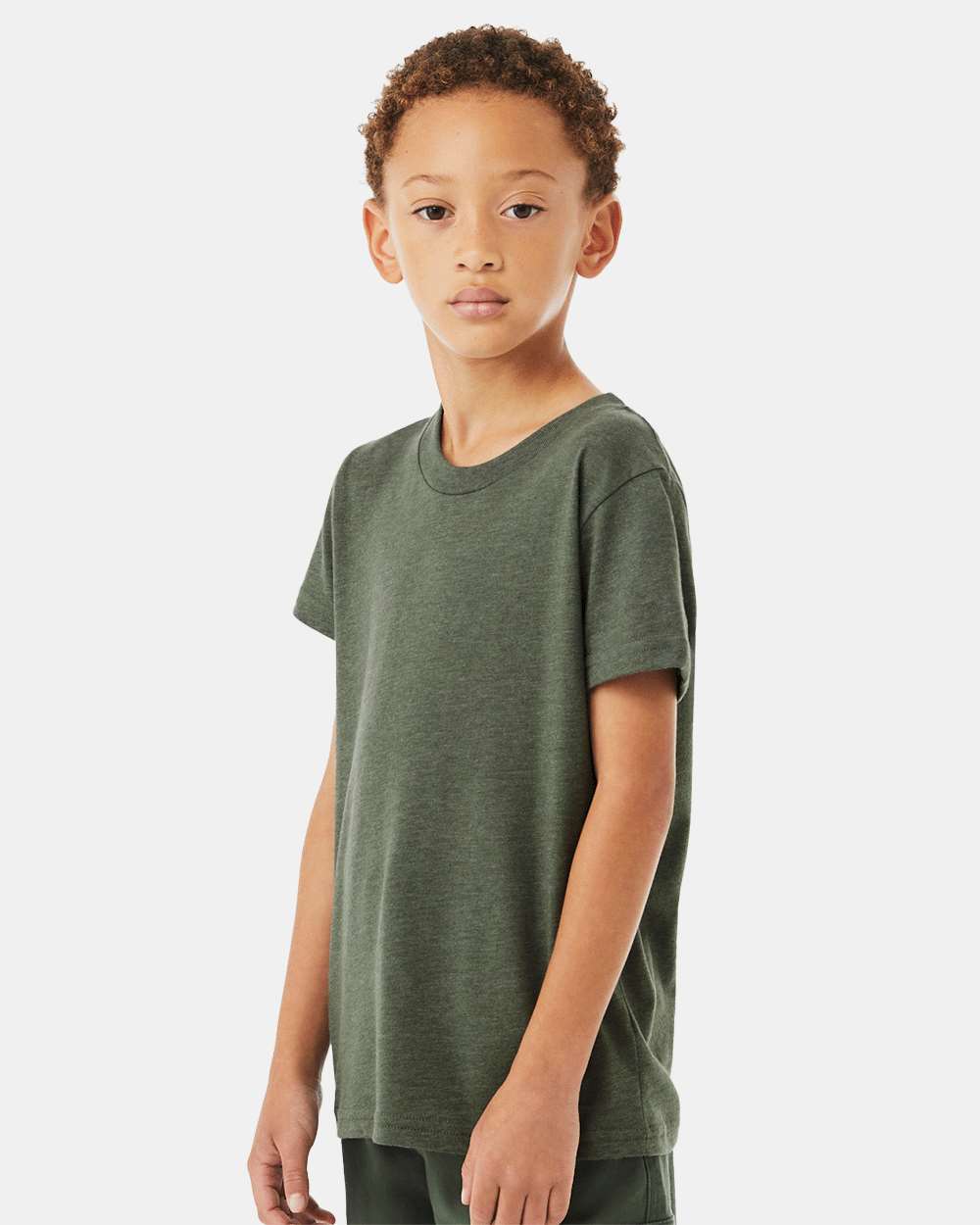 Youth CVC Jersey Tee - OnModelSide - B02806153 - Heather Military Green