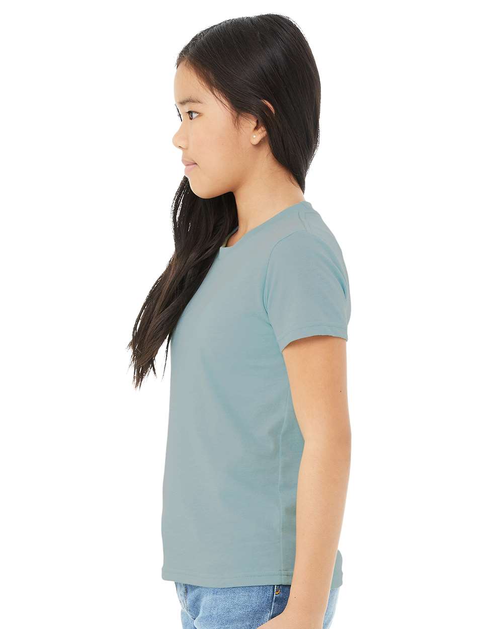 Youth CVC Jersey Tee - OnModelSide - B02806253 - Heather Blue Lagoon