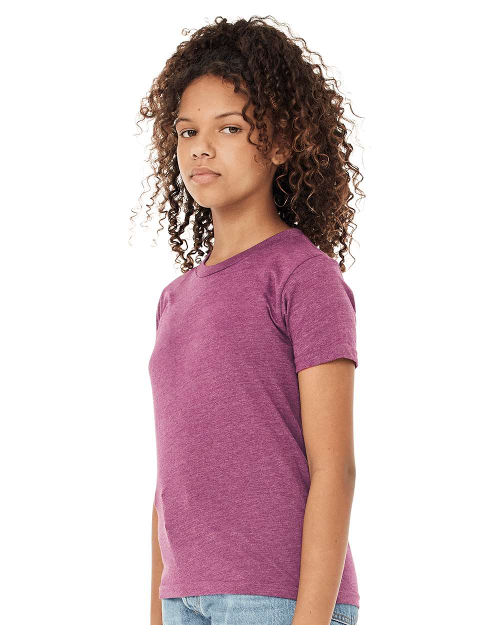 Youth CVC Jersey Tee - OnModelSide - B02806303 - Heather Magenta