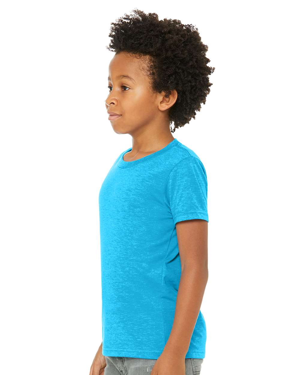 Youth CVC Jersey Tee - OnModelSide - B02806353 - Neon Blue