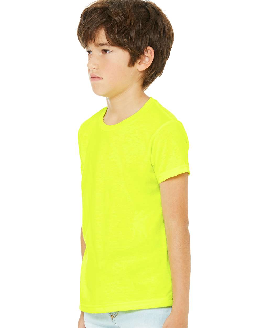 Youth CVC Jersey Tee - OnModelSide - B02806383 - Neon Yellow