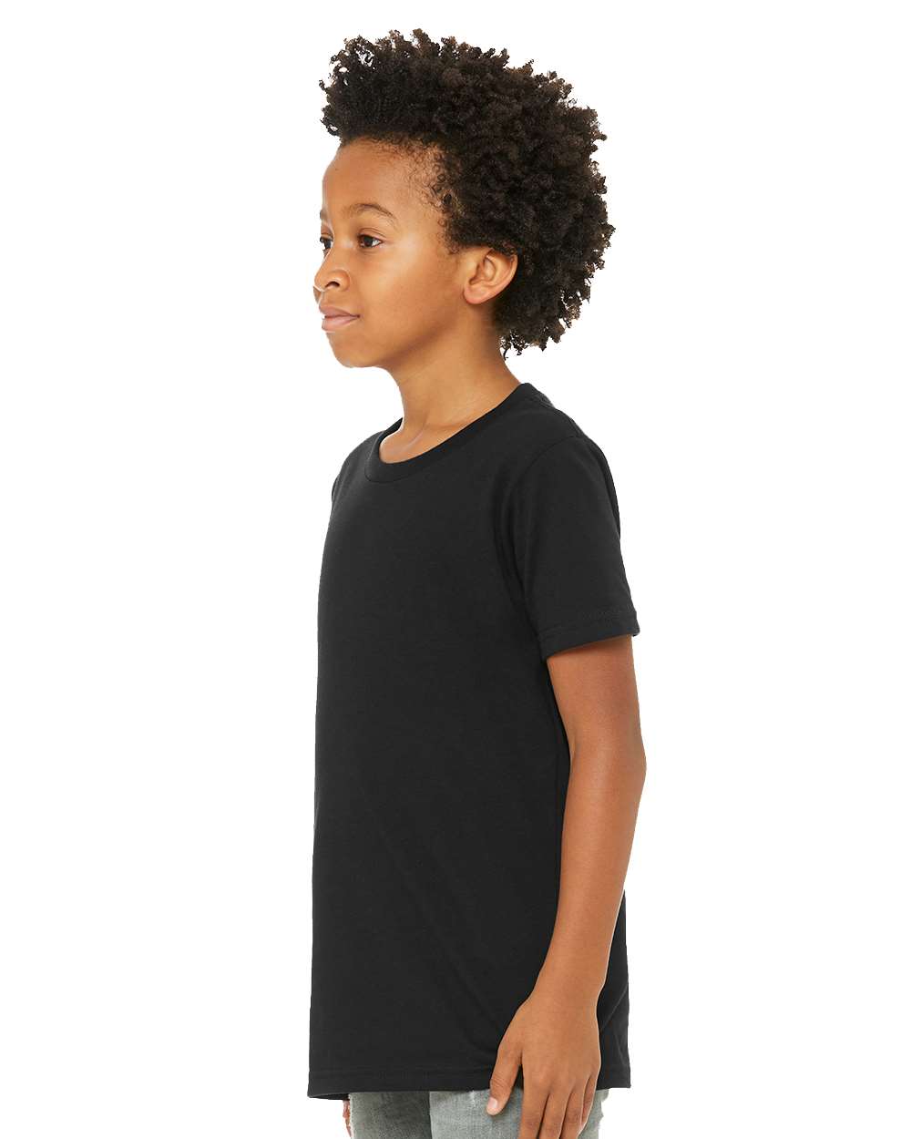 Youth CVC Jersey Tee - OnModelSide - B02806513 - Solid Black Blend