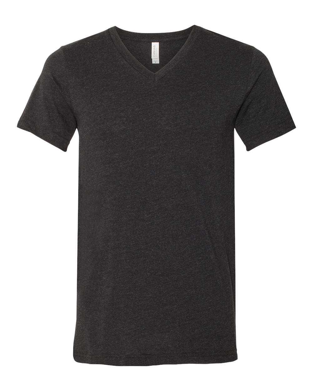 Unisex Heather CVC V-Neck Tee - Front - B03506102 - Black Heather