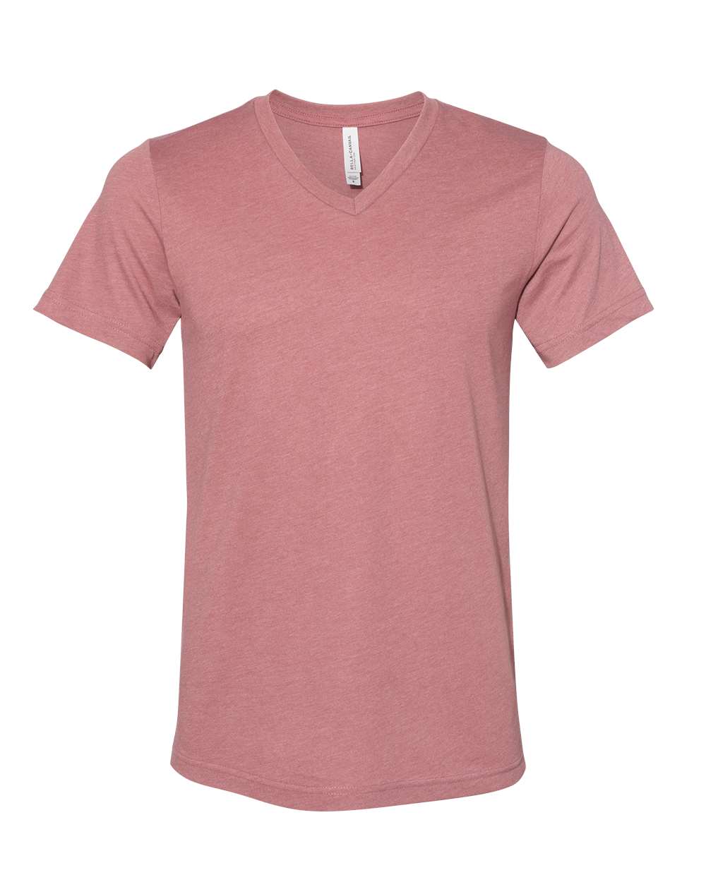 Unisex Heather CVC V-Neck Tee - Front - B03506272 - Heather Mauve