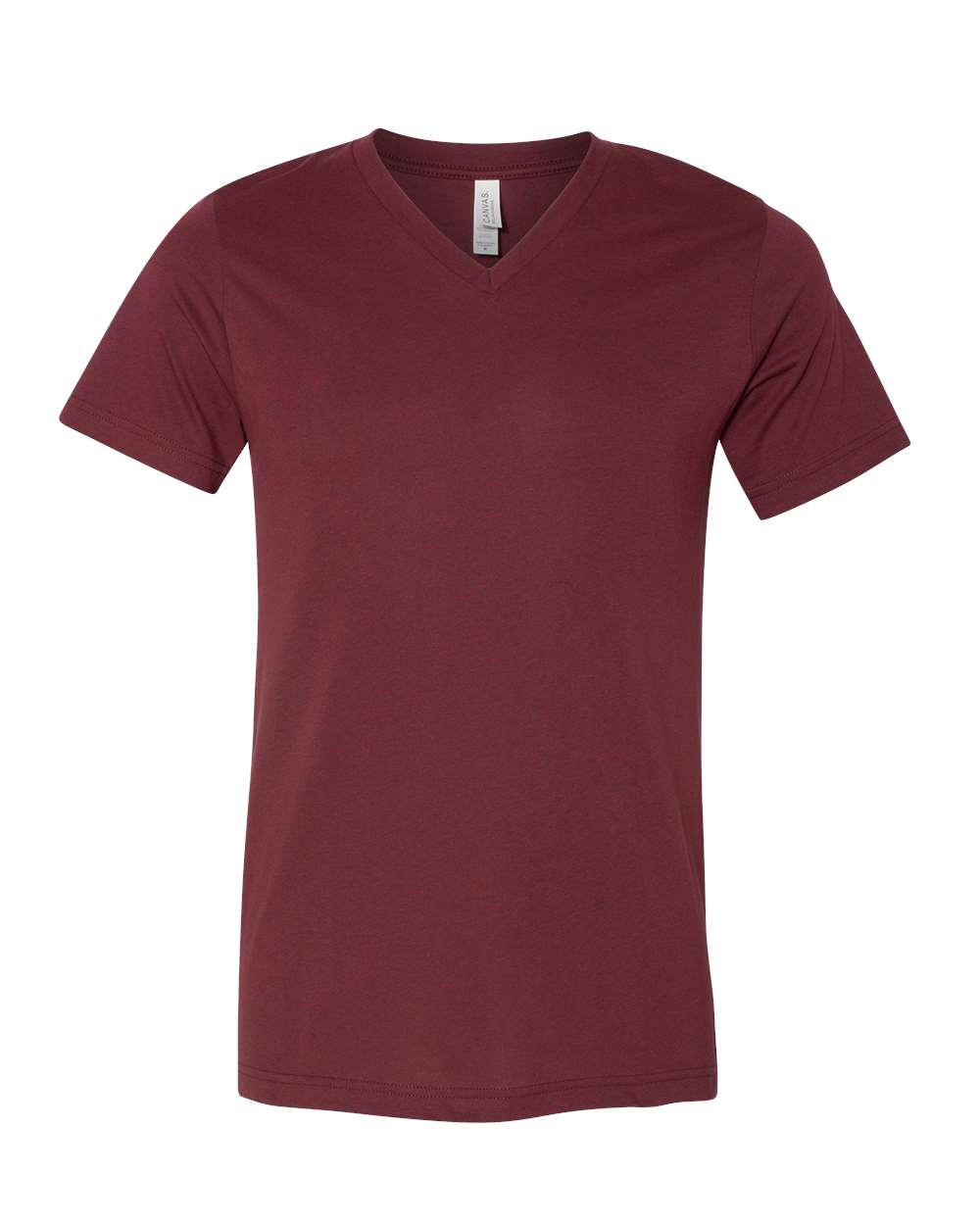 Unisex Heather CVC V-Neck Tee - Front - B03506432 - Heather Cardinal