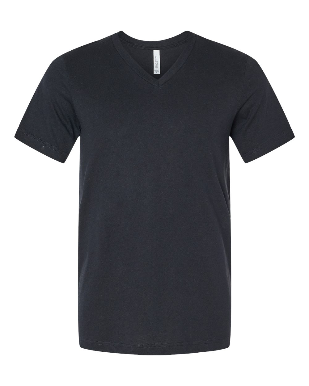 Unisex Heather CVC V-Neck Tee - Front - B03506512 - Solid Black Blend