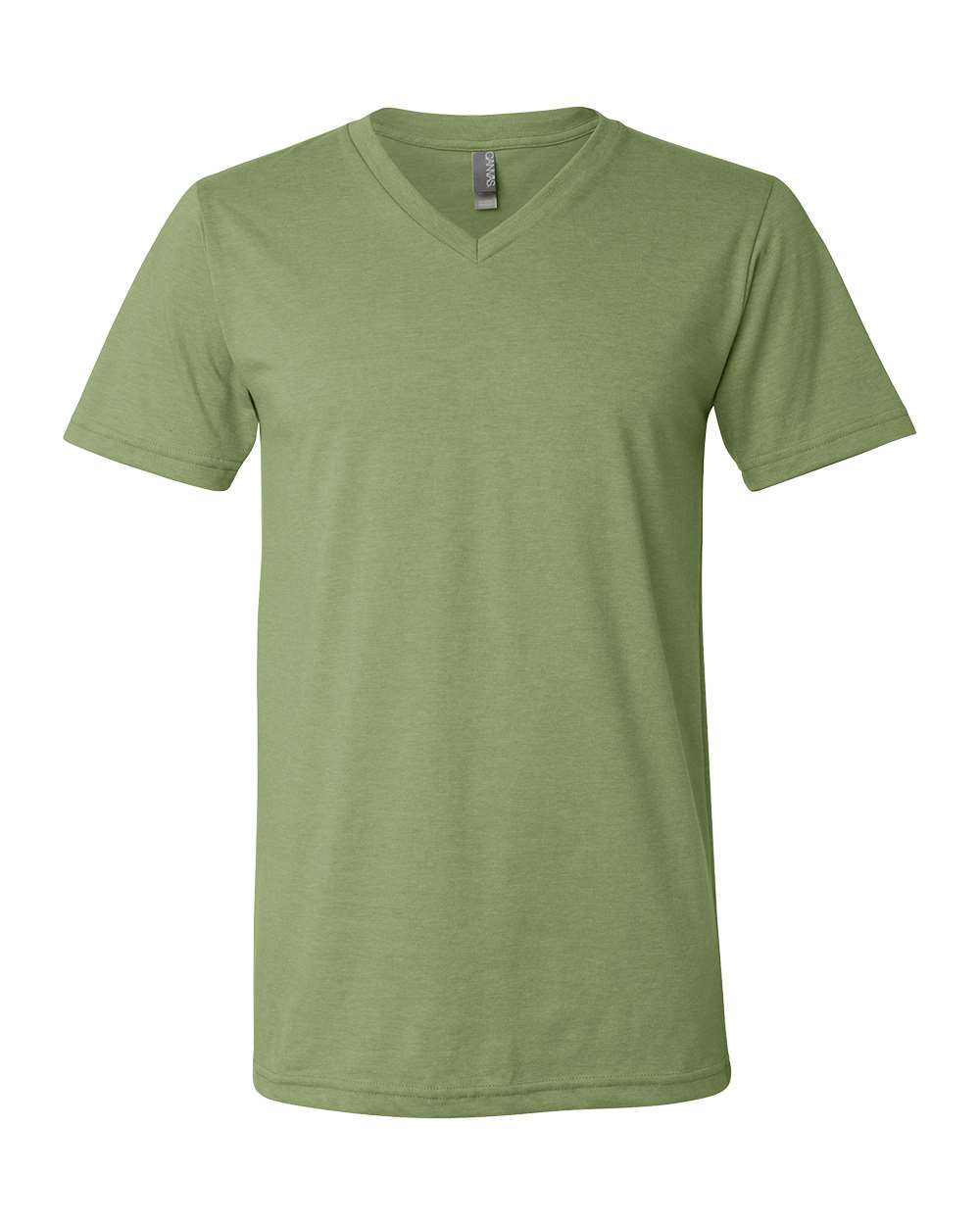 Unisex Heather CVC V-Neck Tee - Front - B03506542 - Heather Green