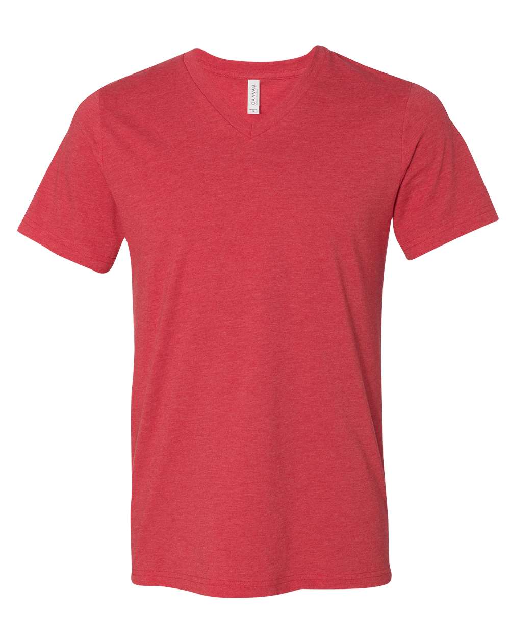 Unisex Heather CVC V-Neck Tee - Front - B03506712 - Heather Red