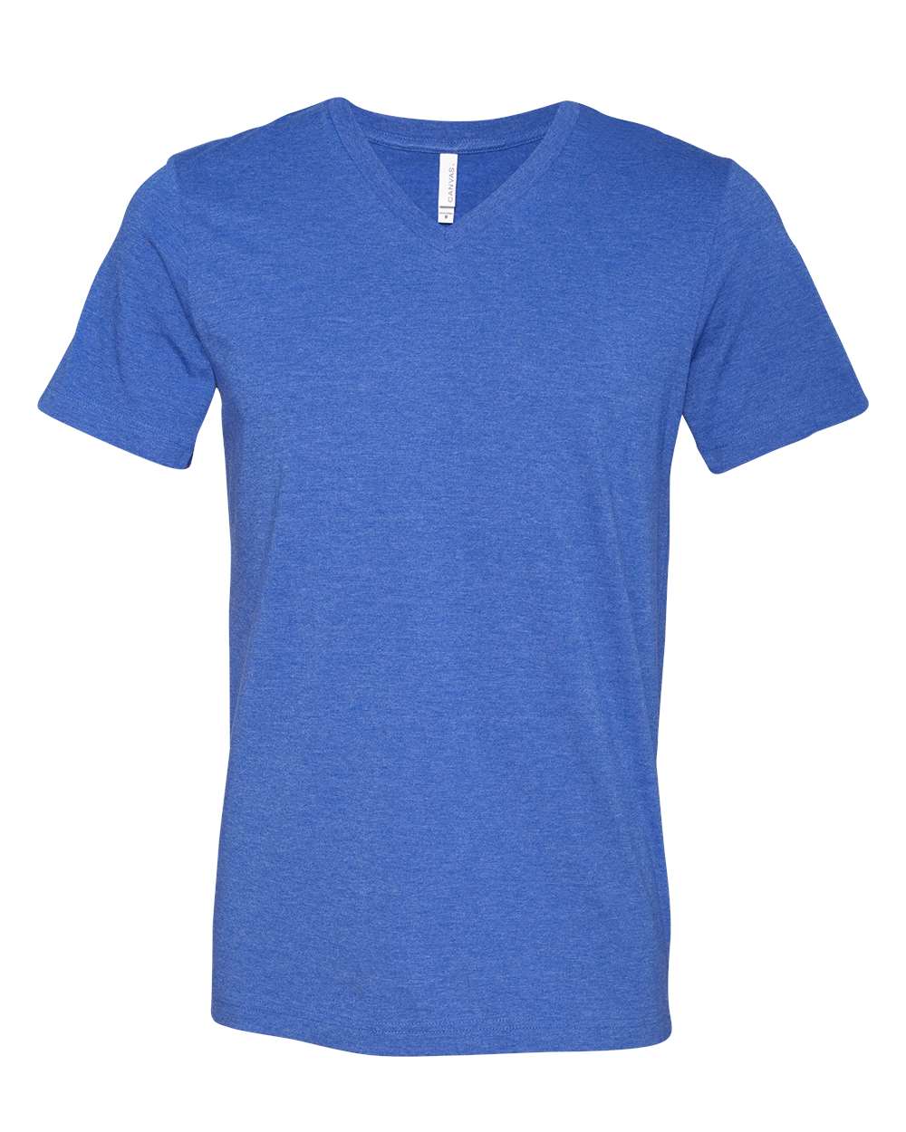 Unisex Heather CVC V-Neck Tee - Front - B03506762 - Heather True Royal