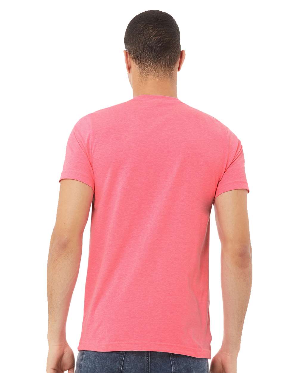 Unisex Heather CVC V-Neck Tee - OnModelBack - B03506142 - Neon Pink