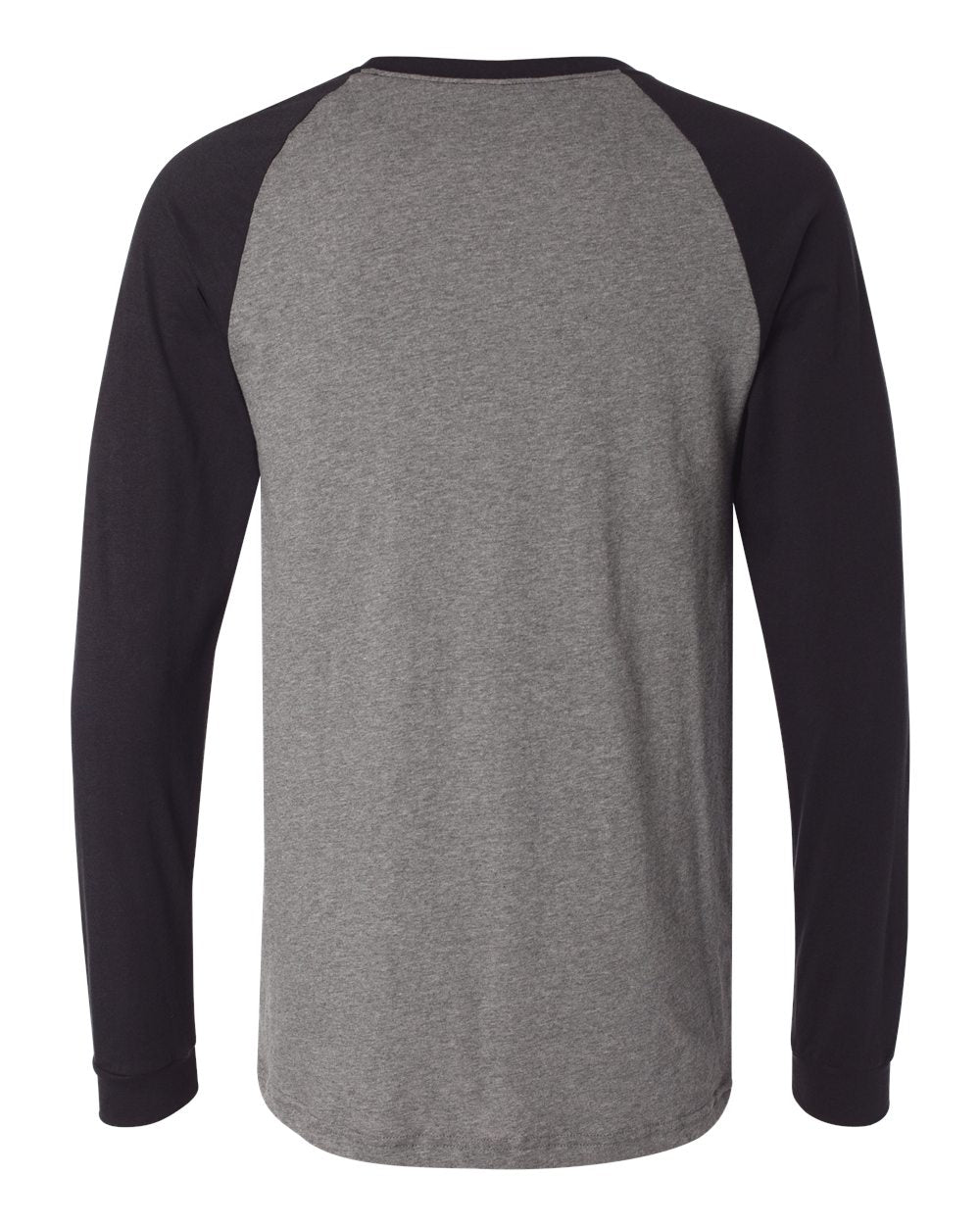 Men's Long Sleeve Jersey Baseball Tee - Back - B04806073 - Deep Heather/ Black