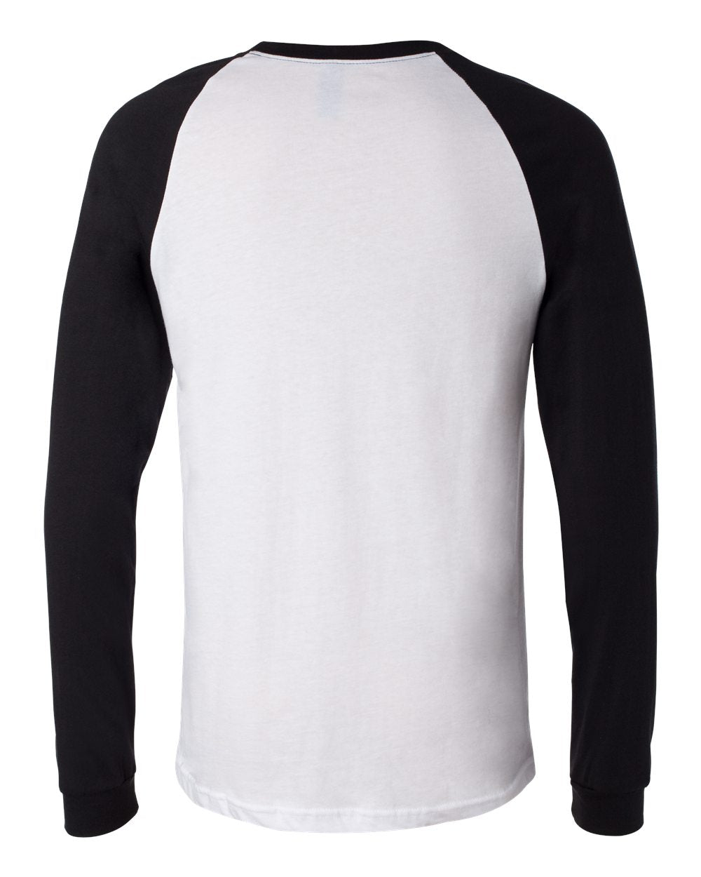 Men's Long Sleeve Jersey Baseball Tee - Back - B04806503 - White/ Black