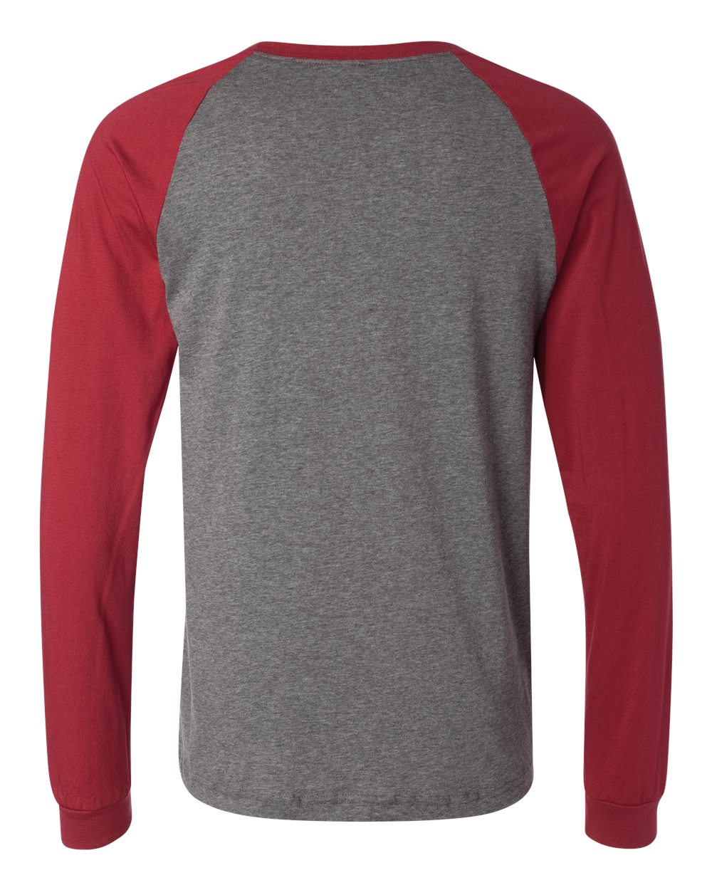 Men's Long Sleeve Jersey Baseball Tee - Back - B04806523 - Deep Heather/ Cardinal