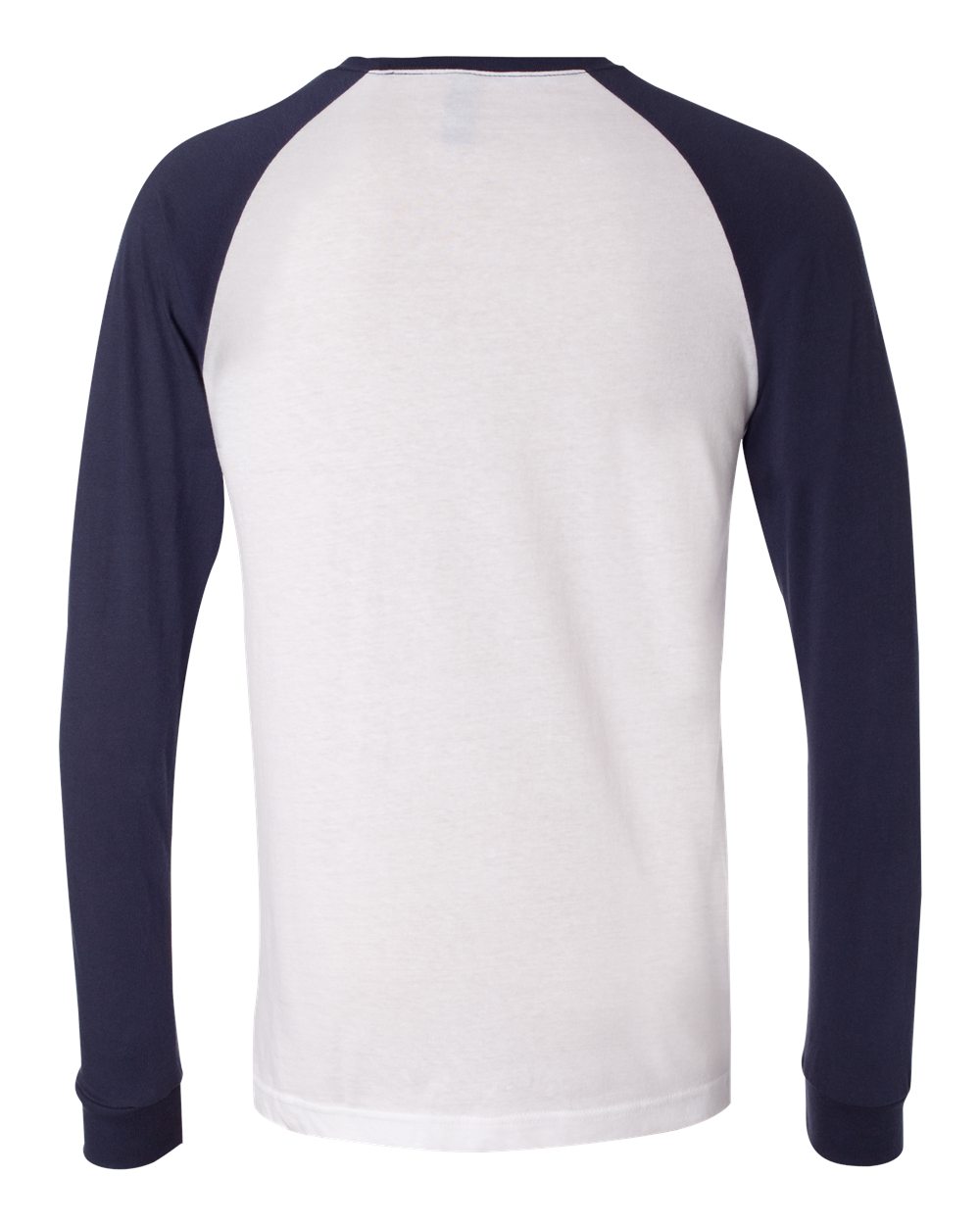 Men's Long Sleeve Jersey Baseball Tee - Back - B04806653 - White/ Navy
