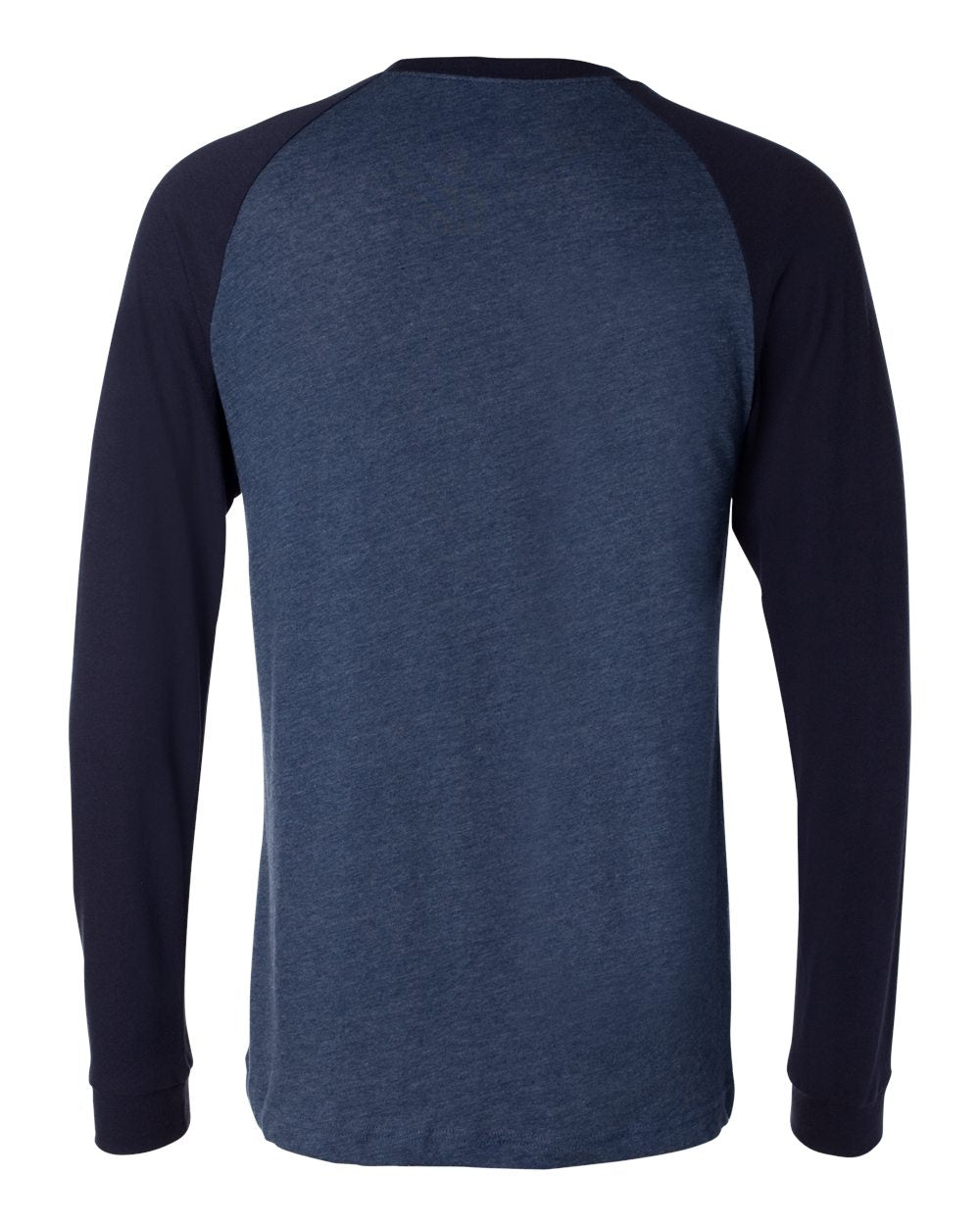 Men's Long Sleeve Jersey Baseball Tee - Back - B04806863 - Heather Navy/ Midnight