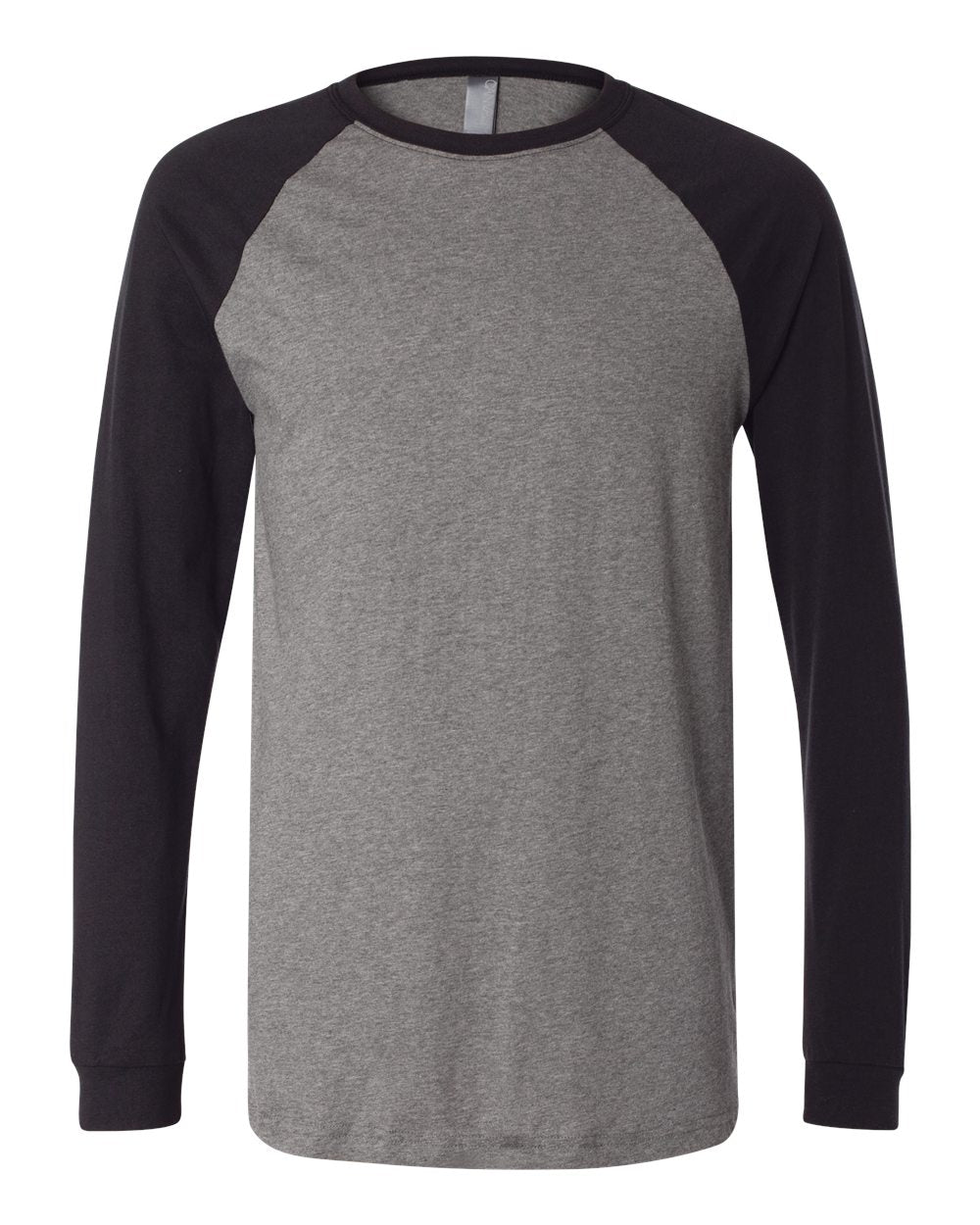 Men's Long Sleeve Jersey Baseball Tee - Front - B04806073 - Deep Heather/ Black