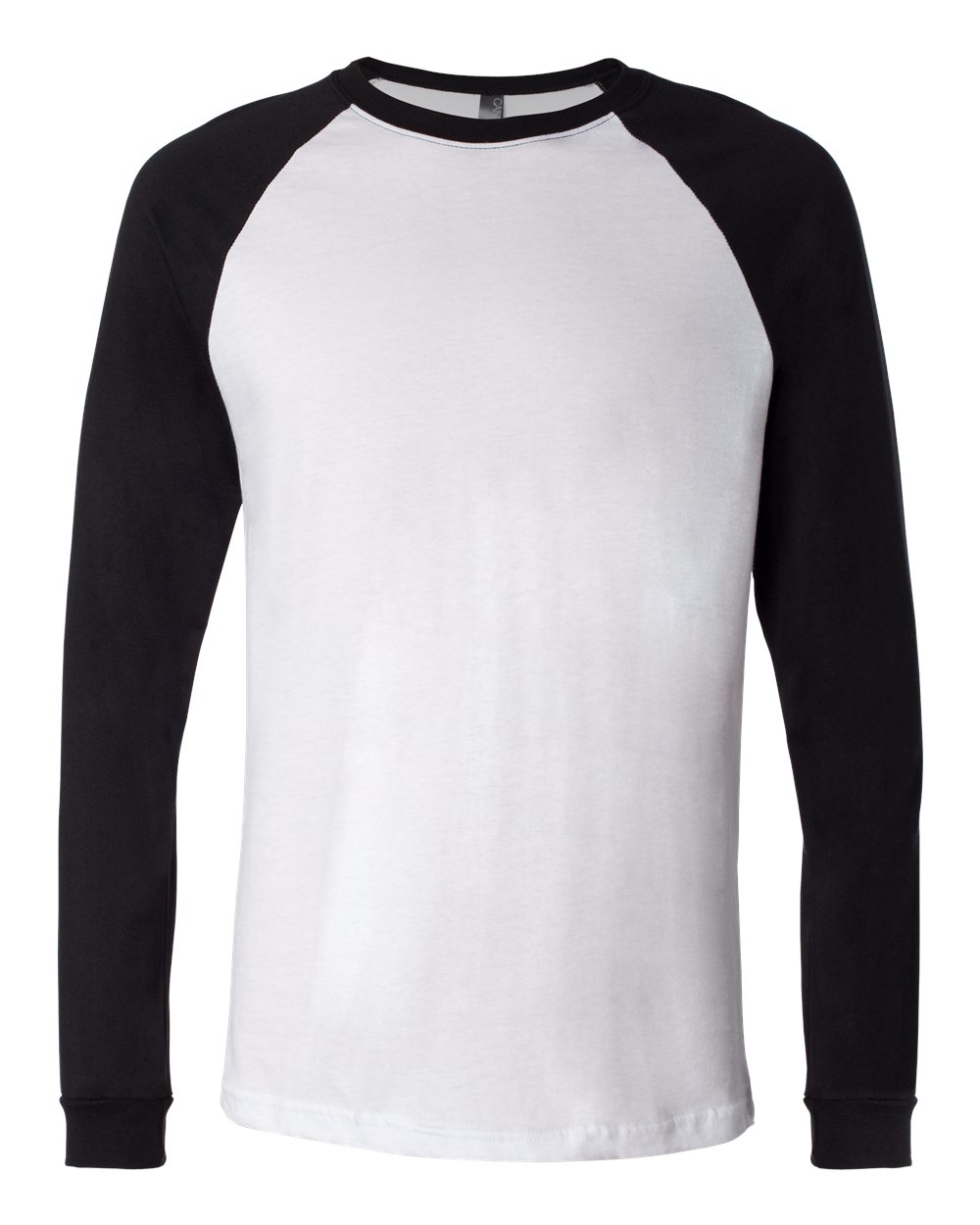 Men's Long Sleeve Jersey Baseball Tee - Front - B04806503 - White/ Black