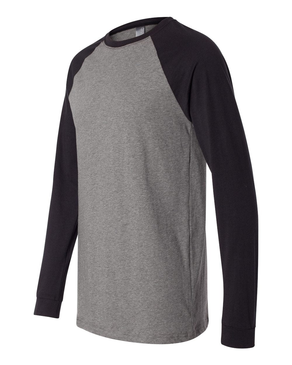 Men's Long Sleeve Jersey Baseball Tee - Side - B04806073 - Deep Heather/ Black