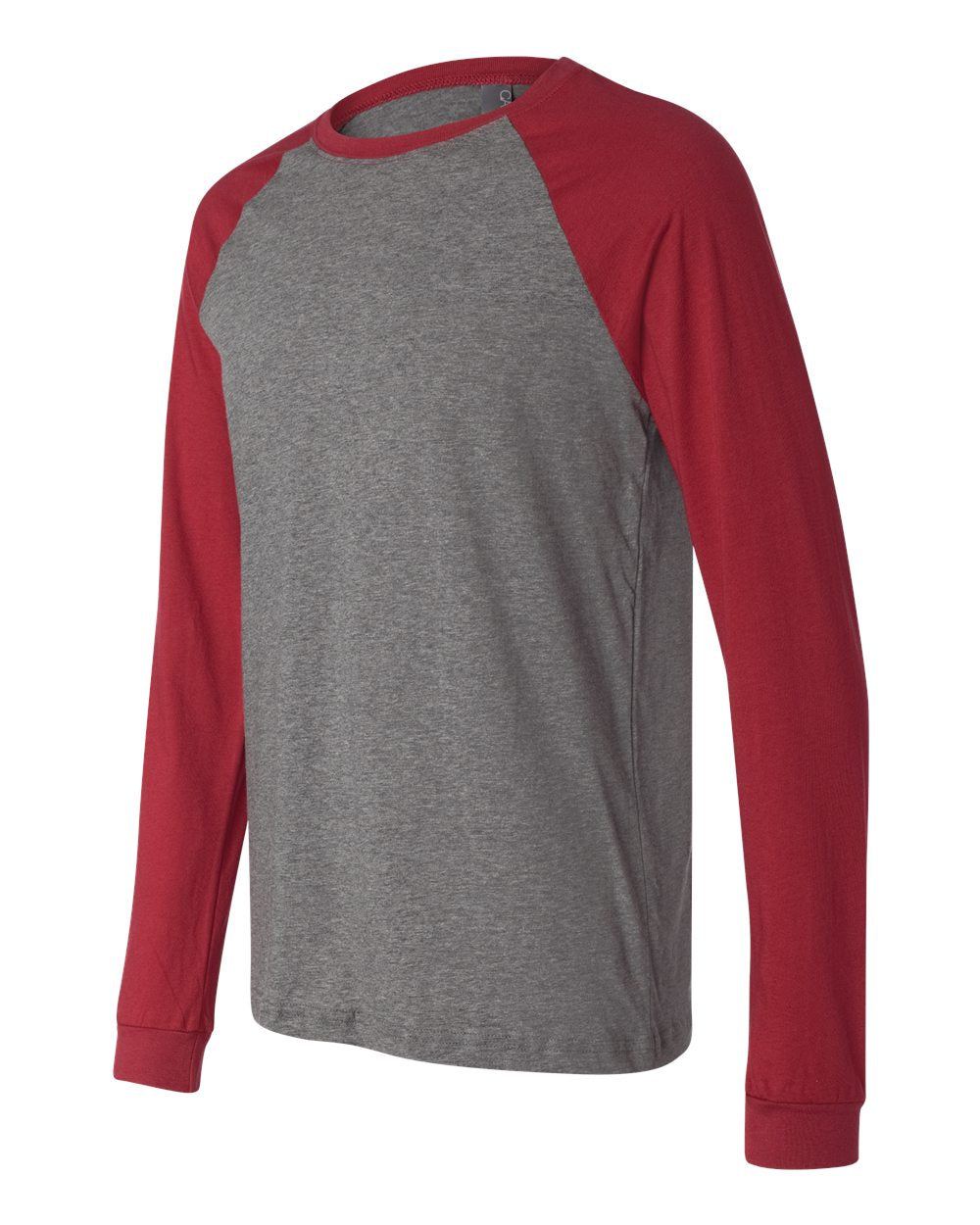 Men's Long Sleeve Jersey Baseball Tee - Side - B04806523 - Deep Heather/ Cardinal
