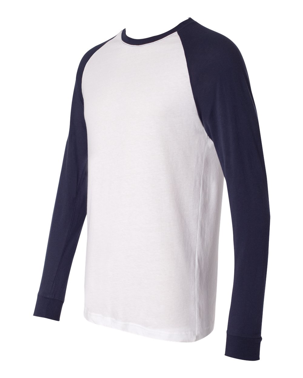 Men's Long Sleeve Jersey Baseball Tee - Side - B04806653 - White/ Navy