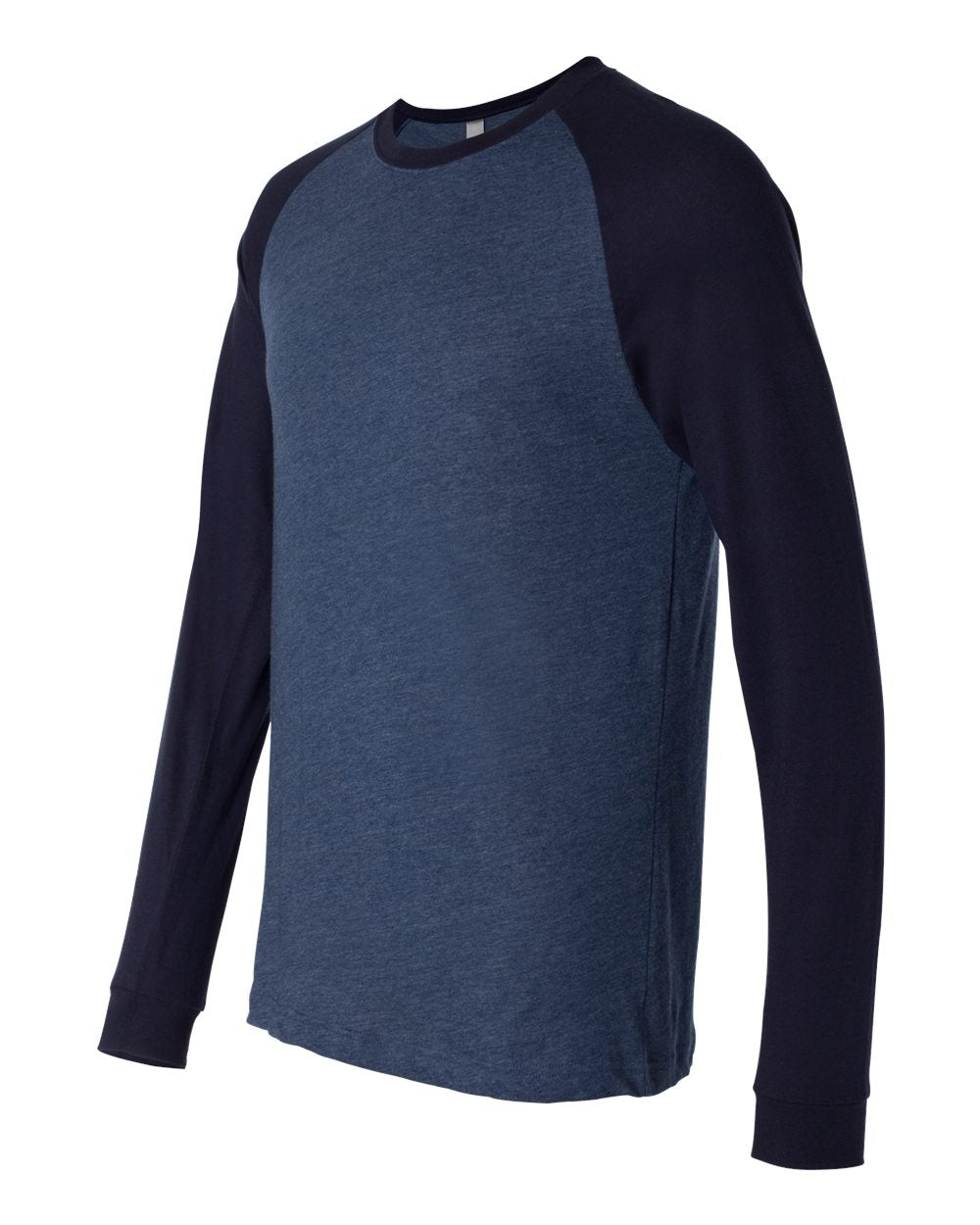 Men's Long Sleeve Jersey Baseball Tee - Side - B04806863 - Heather Navy/ Midnight