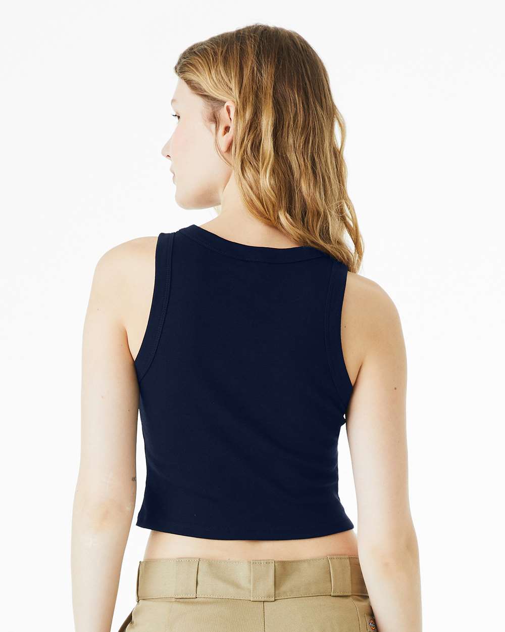 Women's Micro Rib Racer Tank - OnModelBack - B04006062 - Solid Navy Blend