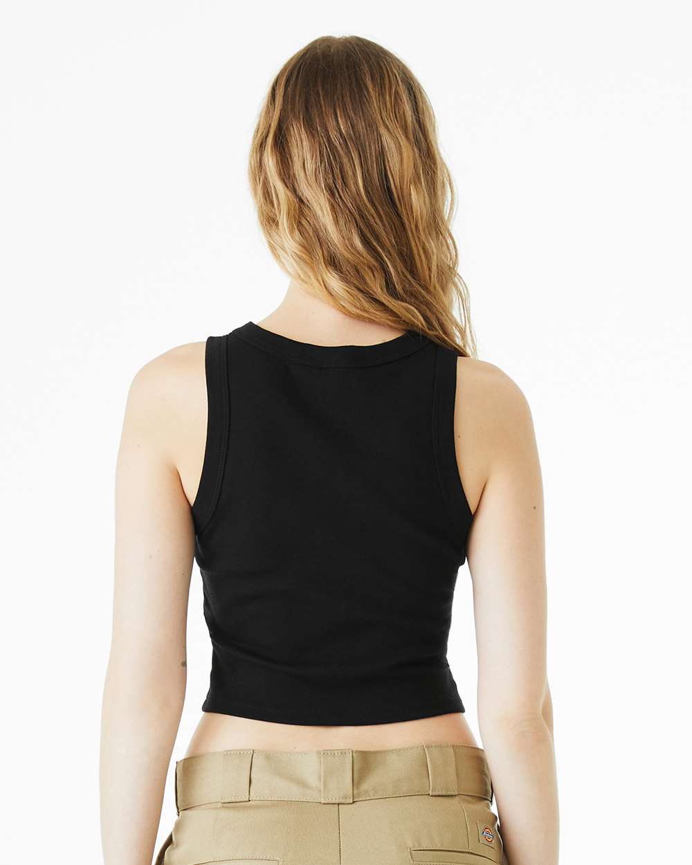 Women's Micro Rib Racer Tank - OnModelBack - B04006512 - Solid Black Blend
