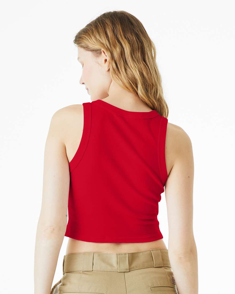 Women's Micro Rib Racer Tank - OnModelBack - B04006702 - Solid Red Blend