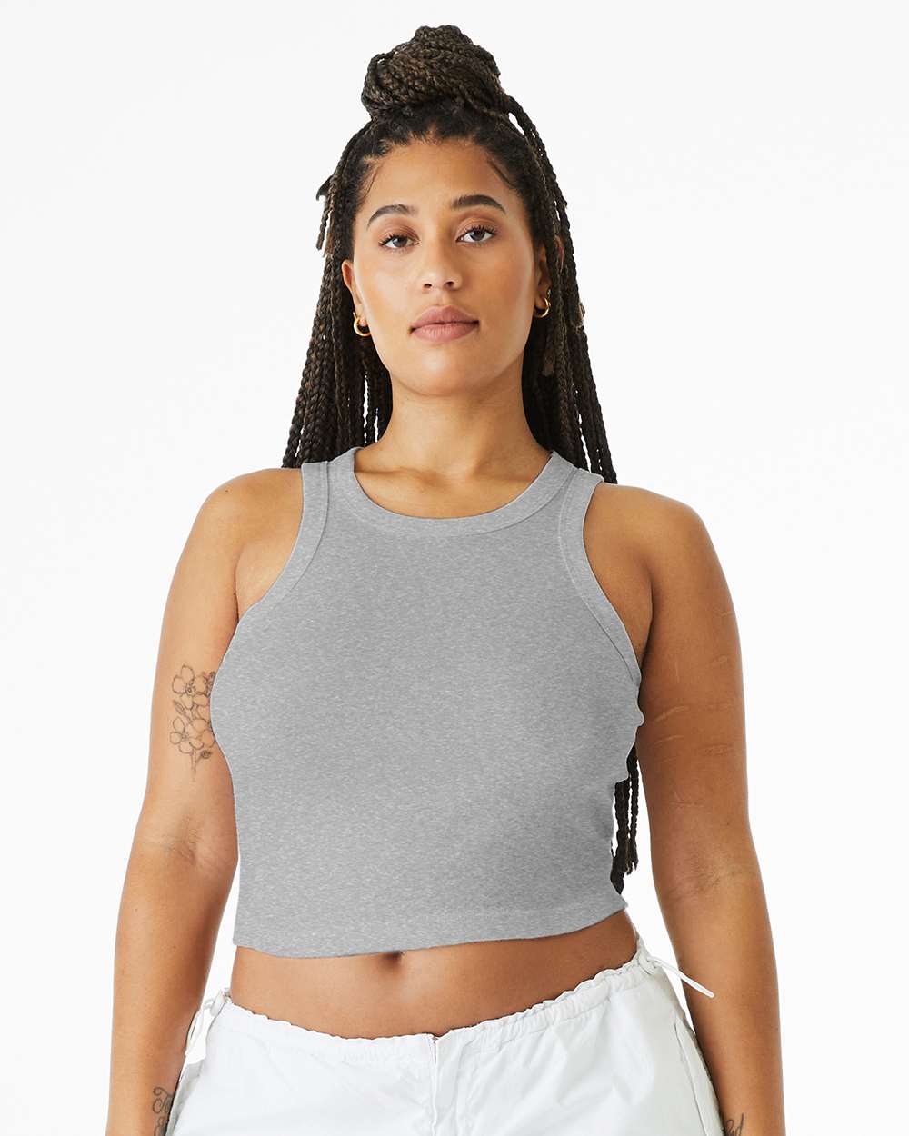 Women's Micro Rib Racer Tank - OnModelFront - B04006582 - Athletic Heather