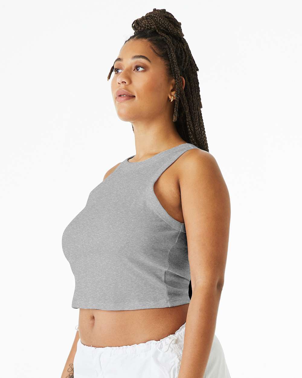 Women's Micro Rib Racer Tank - OnModelSide - B04006582 - Athletic Heather
