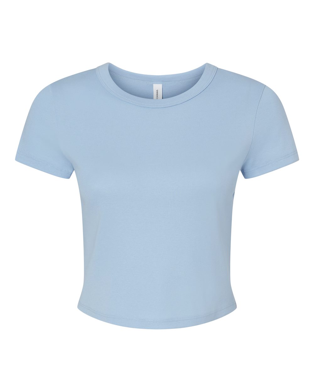 Women's Micro Rib Baby Tee - Front - B15706252 - Solid Baby Blue Blend