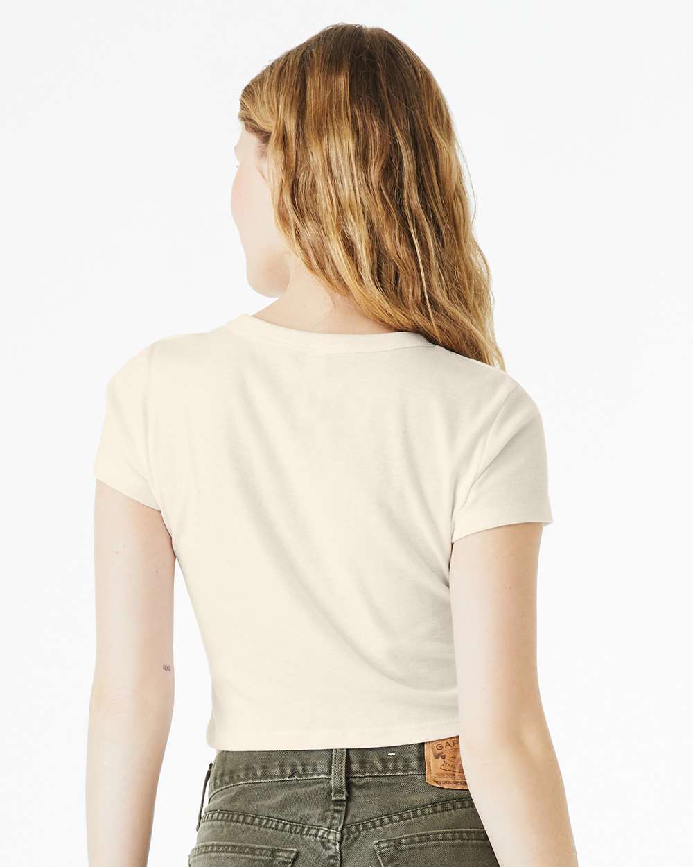 Women's Micro Rib Baby Tee - OnModelBack - B15706242 - Solid Natural Blend