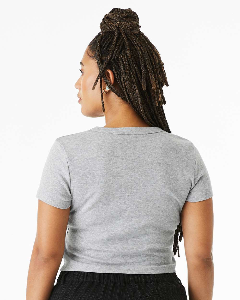 Women's Micro Rib Baby Tee - OnModelBack - B15706582 - Athletic Heather