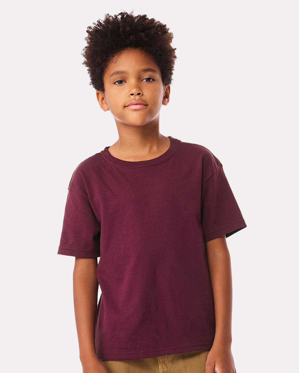 Youth 6oz. Heavyweight Tee - OnModelFront - B08206293 - Maroon