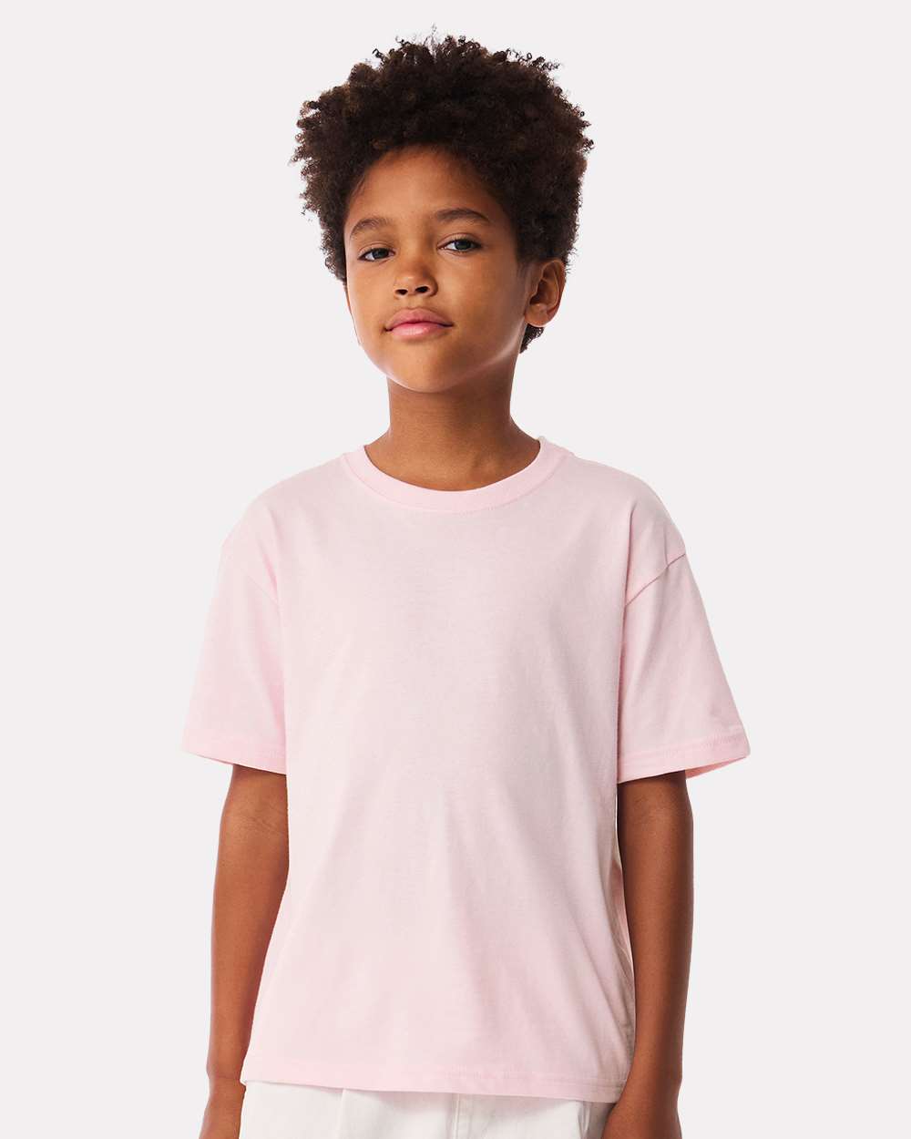 Youth 6oz. Heavyweight Tee - OnModelFront - B08206463 - Soft Pink