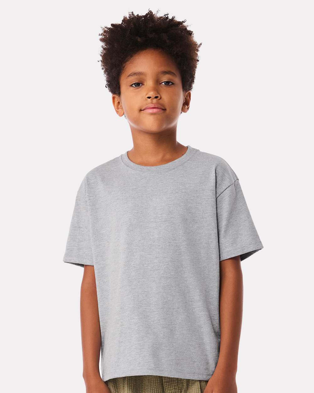 Youth 6oz. Heavyweight Tee - OnModelFront - B08206583 - Athletic Heather