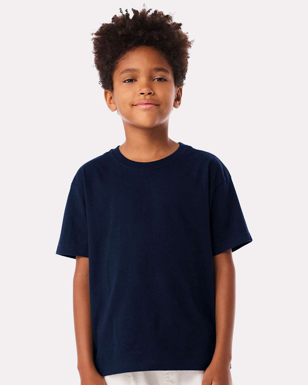 Youth 6oz. Heavyweight Tee - OnModelFront - B08206653 - Navy