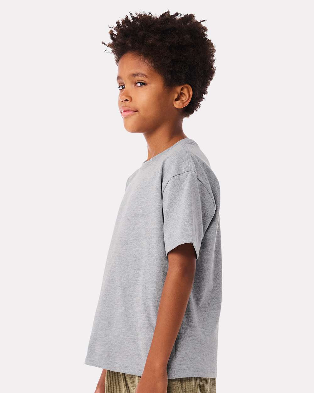 Youth 6oz. Heavyweight Tee - OnModelSide - B08206583 - Athletic Heather