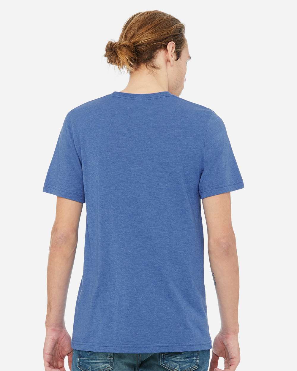 Men's Jersey Pocket Tee - OnModelBack - B01906743 - Heather True Royal/ Navy
