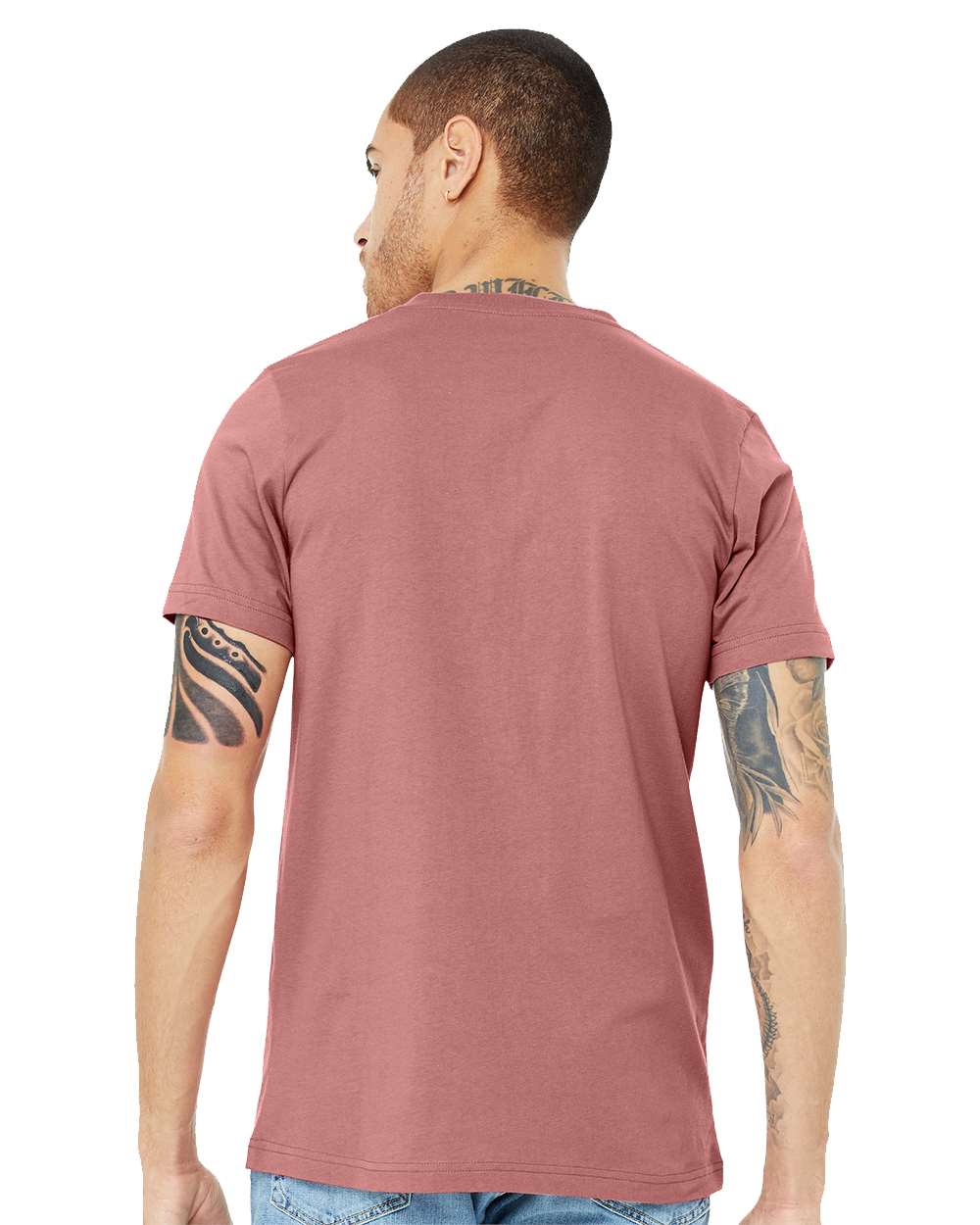 Unisex Jersey V-Neck Tee - OnModelBack - B00306302 - Mauve