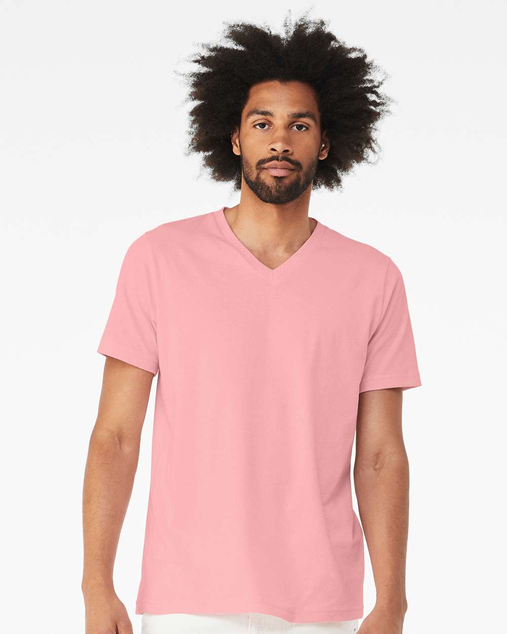 Unisex Jersey V-Neck Tee - OnModelFront - B00306222 - Pink