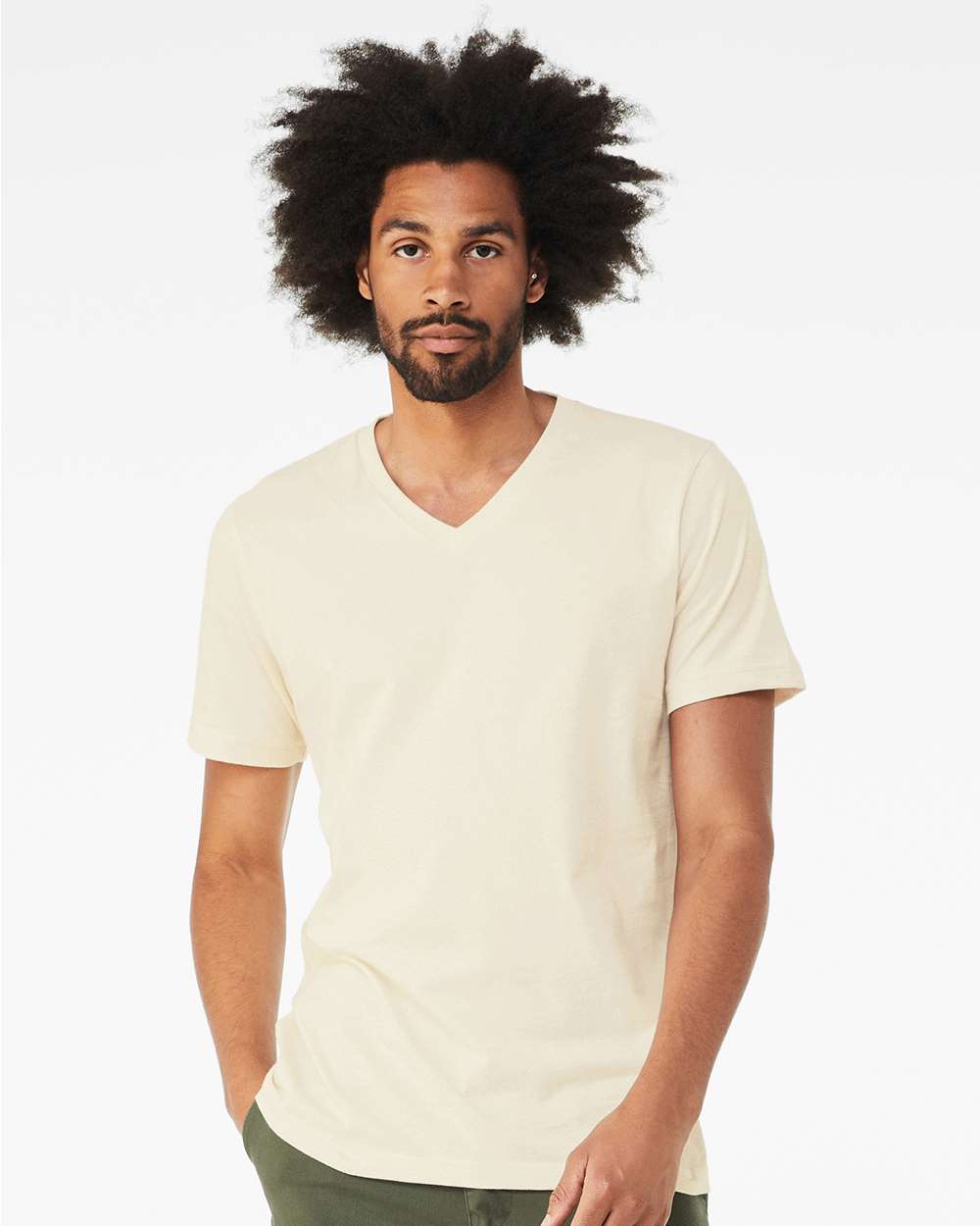 Unisex Jersey V-Neck Tee - OnModelFront - B00306242 - Natural