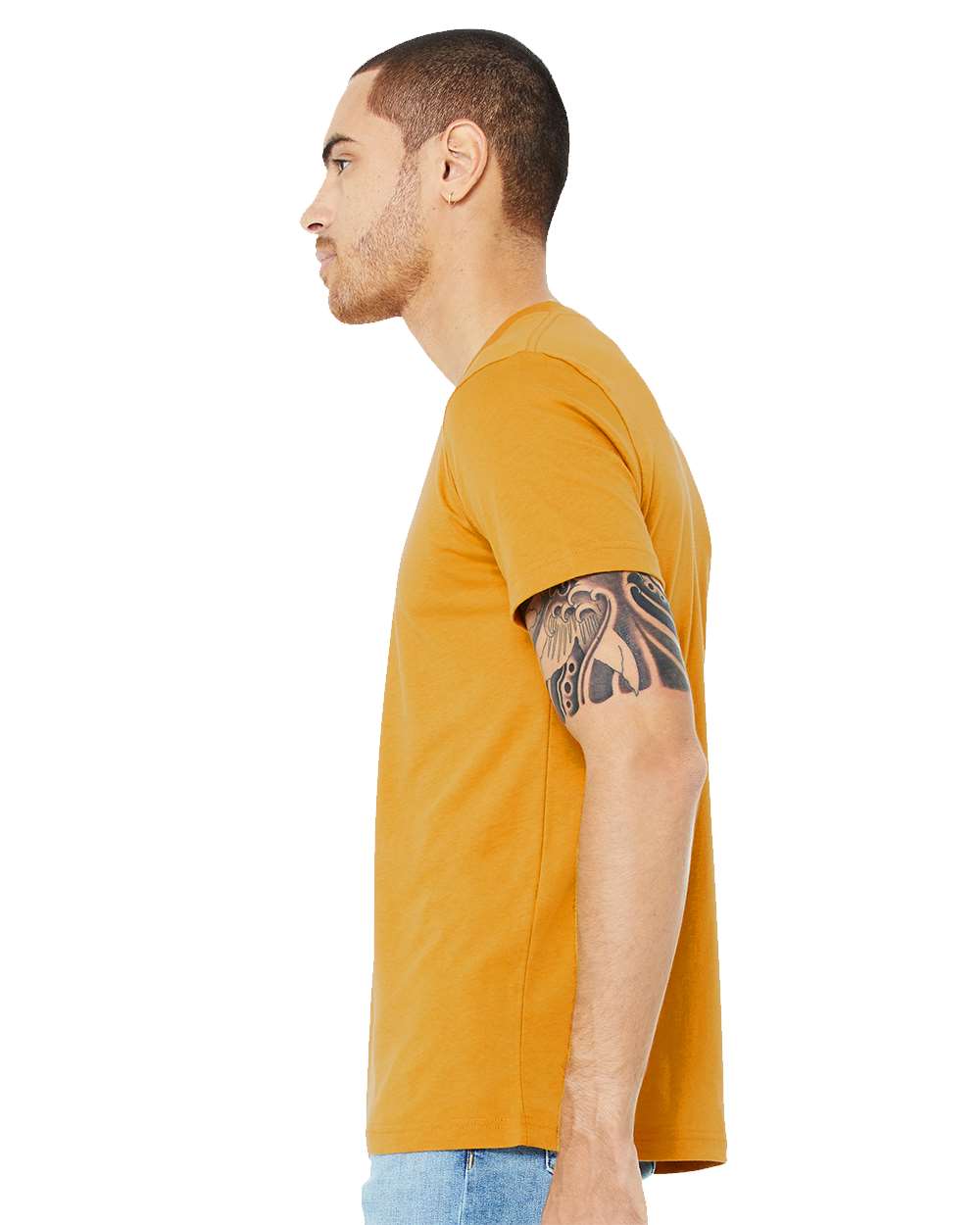 Unisex Jersey V-Neck Tee - OnModelSide - B00306192 - Mustard