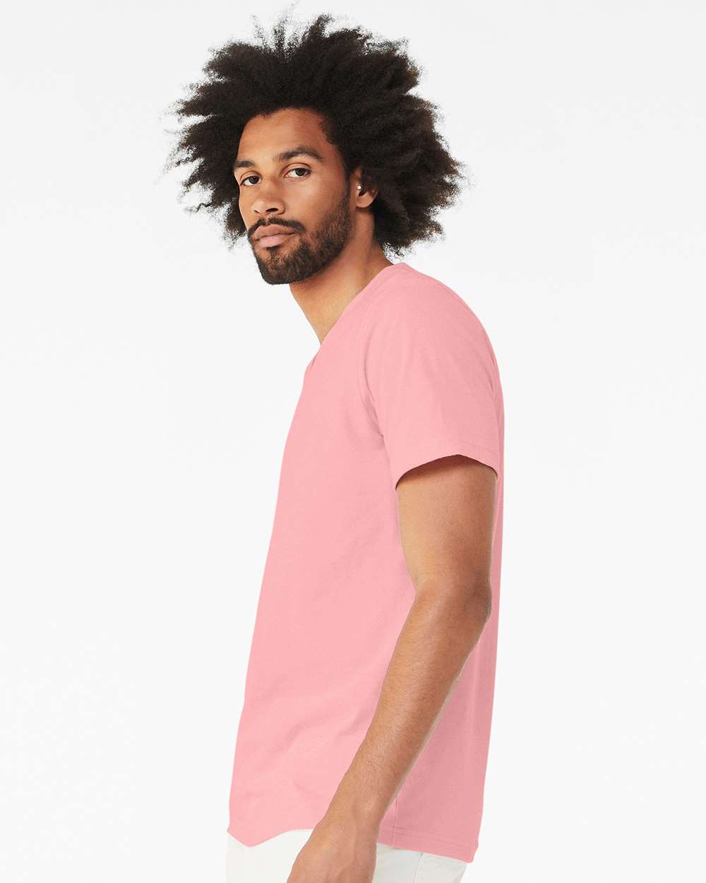 Unisex Jersey V-Neck Tee - OnModelSide - B00306222 - Pink
