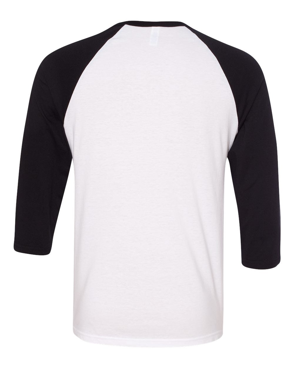 Unisex Three-Quarter Sleeve Baseball Tee - Back - B80106512 - White/ Black
