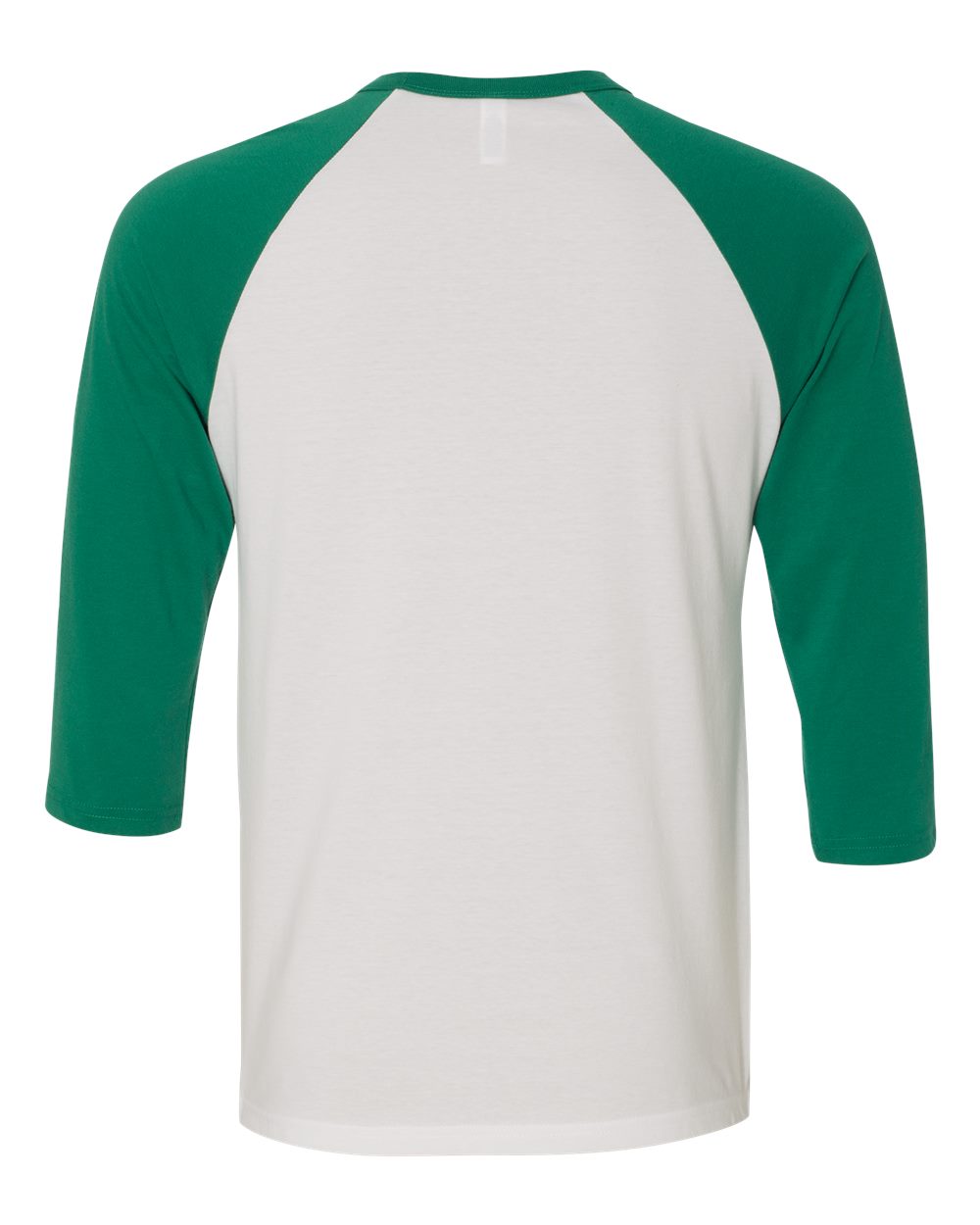 Unisex Three-Quarter Sleeve Baseball Tee - Back - B80106602 - White/ Kelly